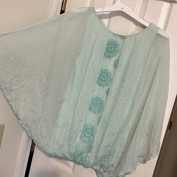 Giulia Silk Drape Embroidered back drape blouse with built in tank. - Picture 9 of 10